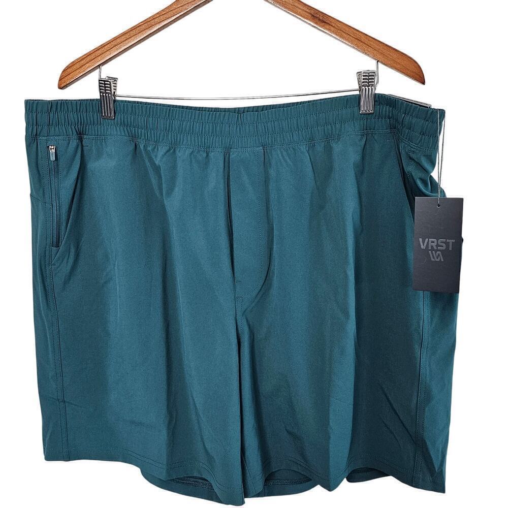 VRST 7" All-In Short V2 Mens XXL Blue Green Pull On Stretch Zip Pockets Relaxed